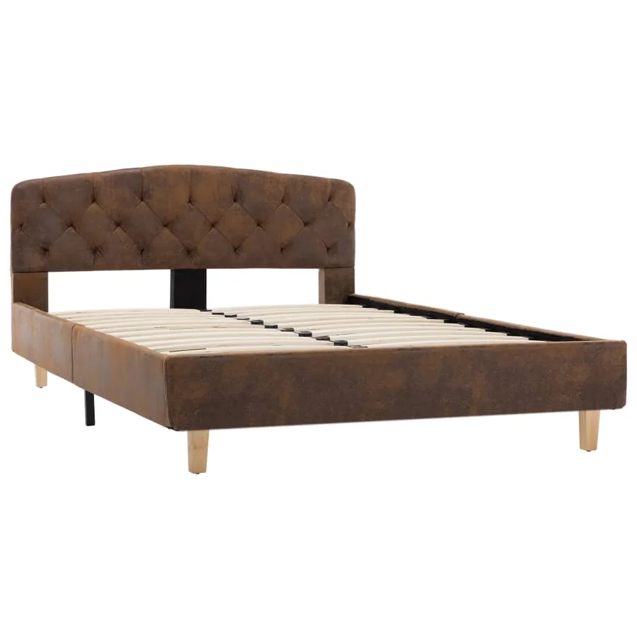 Cadre de lit sans matelas marron similicuir daim 120x200 cm - 3