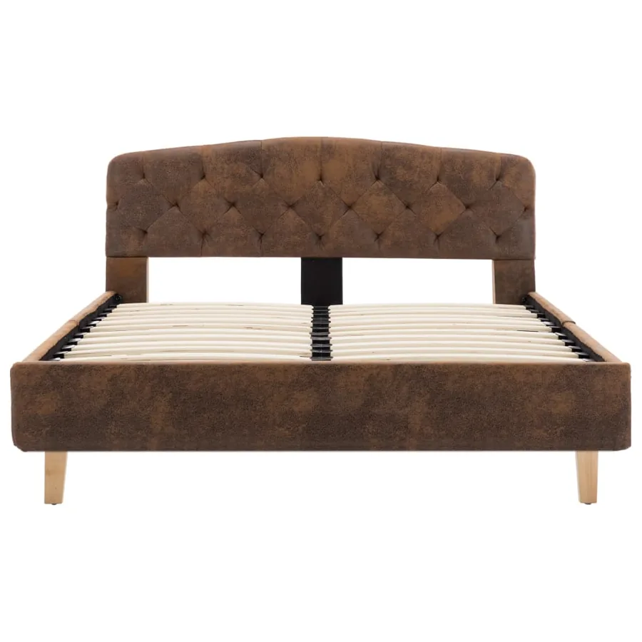 Cadre de lit sans matelas marron similicuir daim 120x200 cm - 4