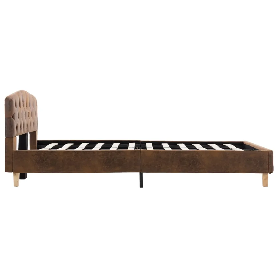 Cadre de lit sans matelas marron similicuir daim 120x200 cm - 5