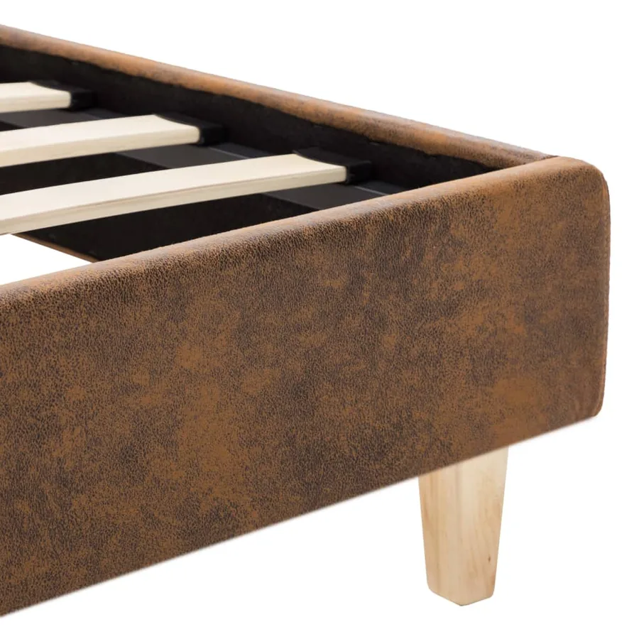 Cadre de lit sans matelas marron similicuir daim 120x200 cm - 7