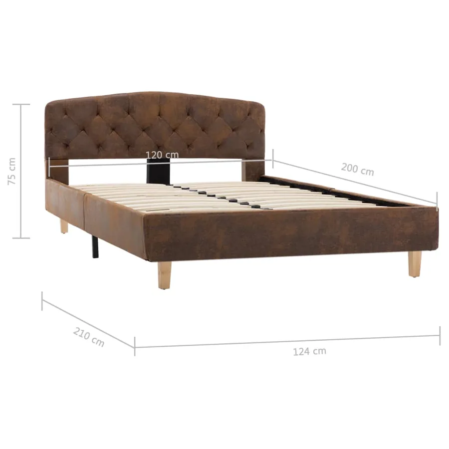 Cadre de lit sans matelas marron similicuir daim 120x200 cm - 8