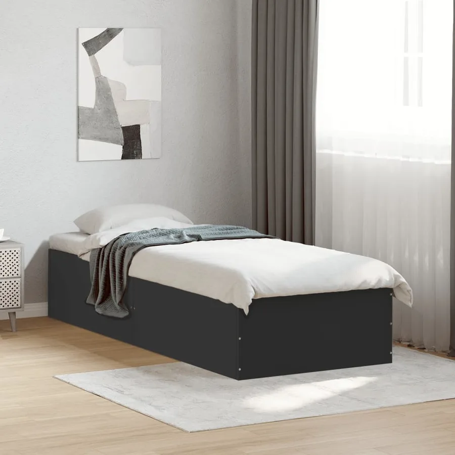Cadre de lit sans matelas noir 90x190 cm - 3