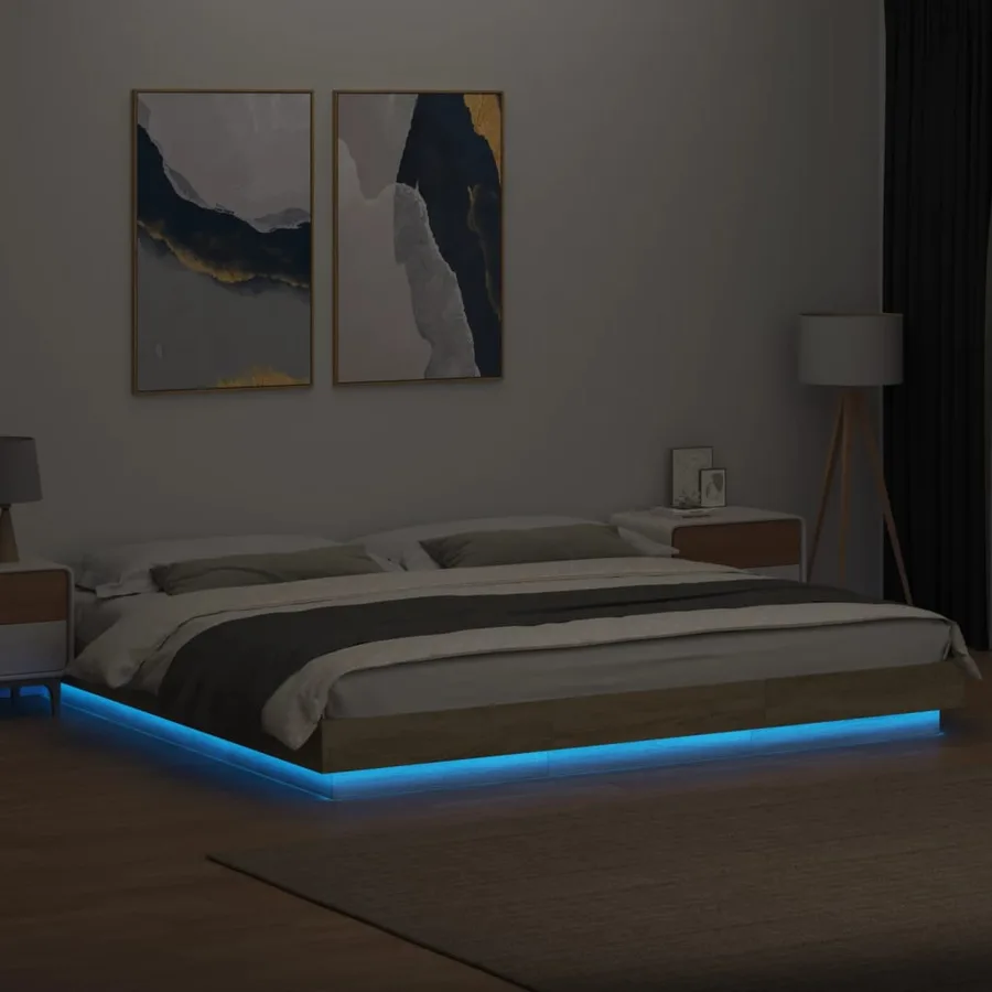 Cadre de lit avec lumières LED sans matelas 200x200 cm - 4
