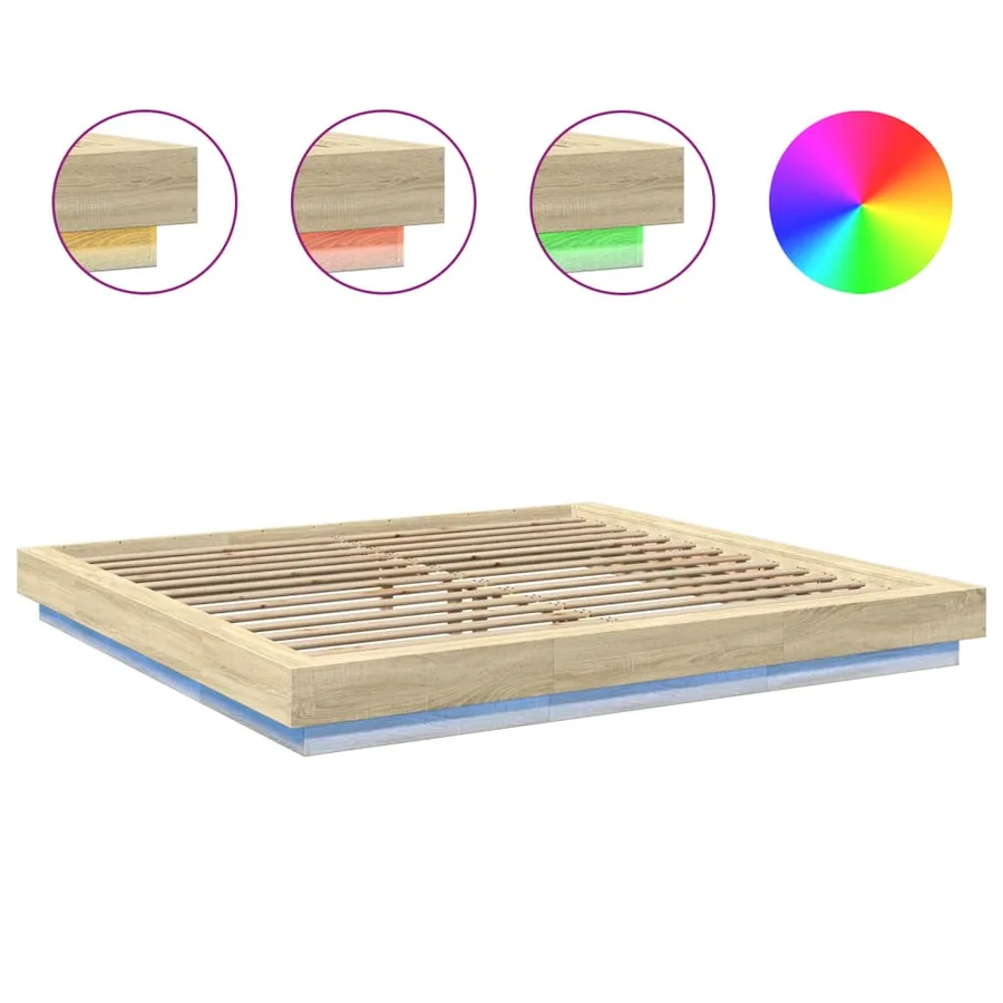 Cadre de lit avec lumières LED sans matelas 200x200 cm - 8