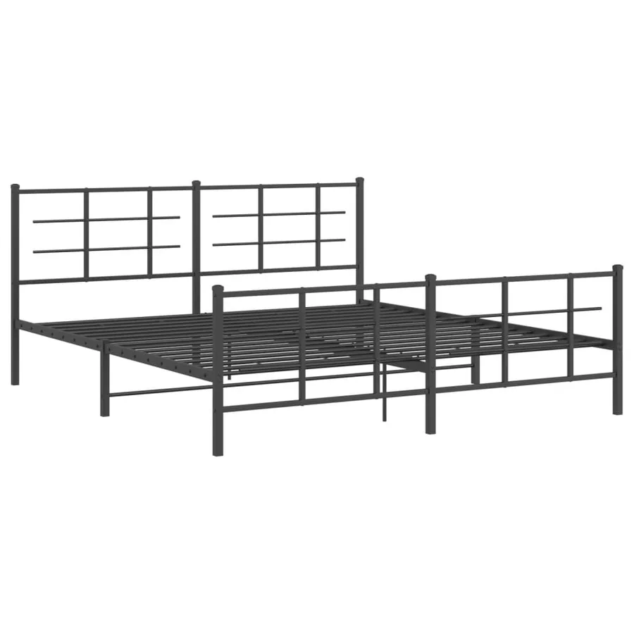 Cadre de lit métal sans matelas avec pied de lit noir 183x213cm - 3