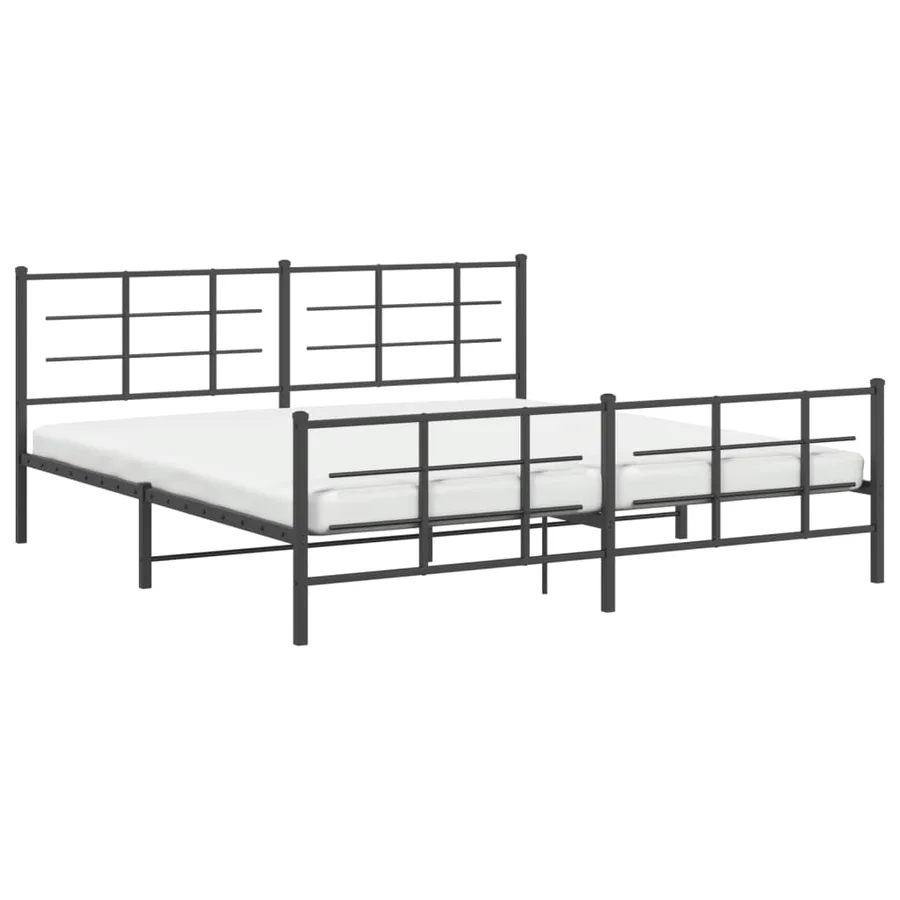 Cadre de lit métal sans matelas avec pied de lit noir 183x213cm - 4