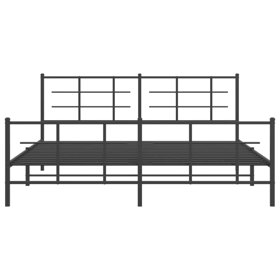 Cadre de lit métal sans matelas avec pied de lit noir 183x213cm - 5
