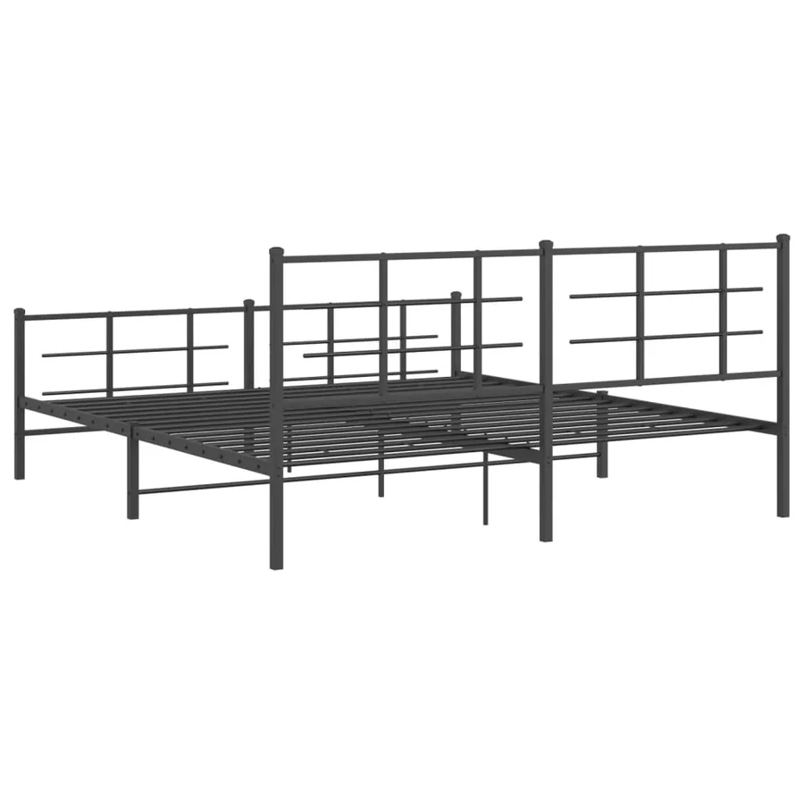 Cadre de lit métal sans matelas avec pied de lit noir 183x213cm - 7