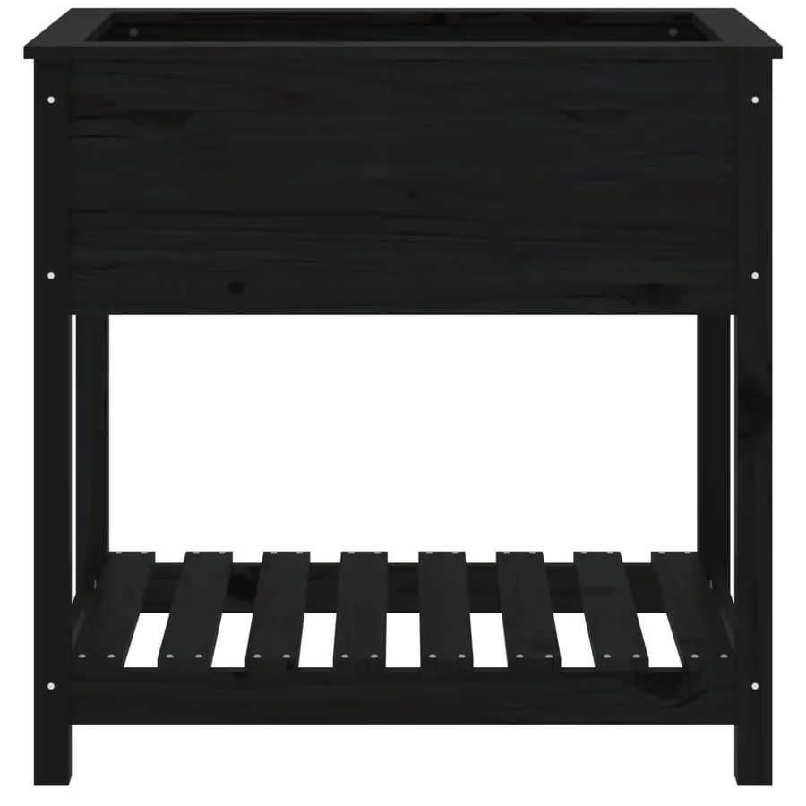 Jardinière avec étagère Noir 82,5x54x81 cm Bois massif de pin - 5