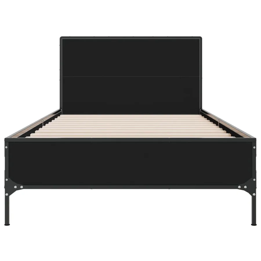 Cadre de lit sans matelas noir 90x200 cm - 4