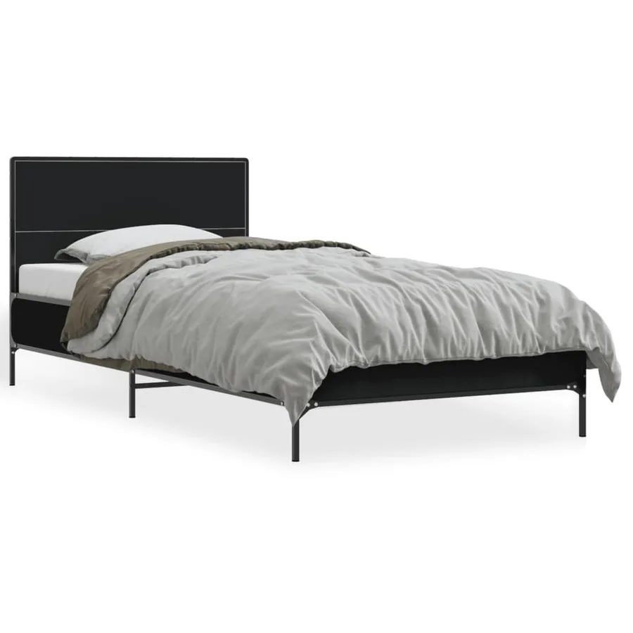 Cadre de lit sans matelas noir 75x190 cm - 2