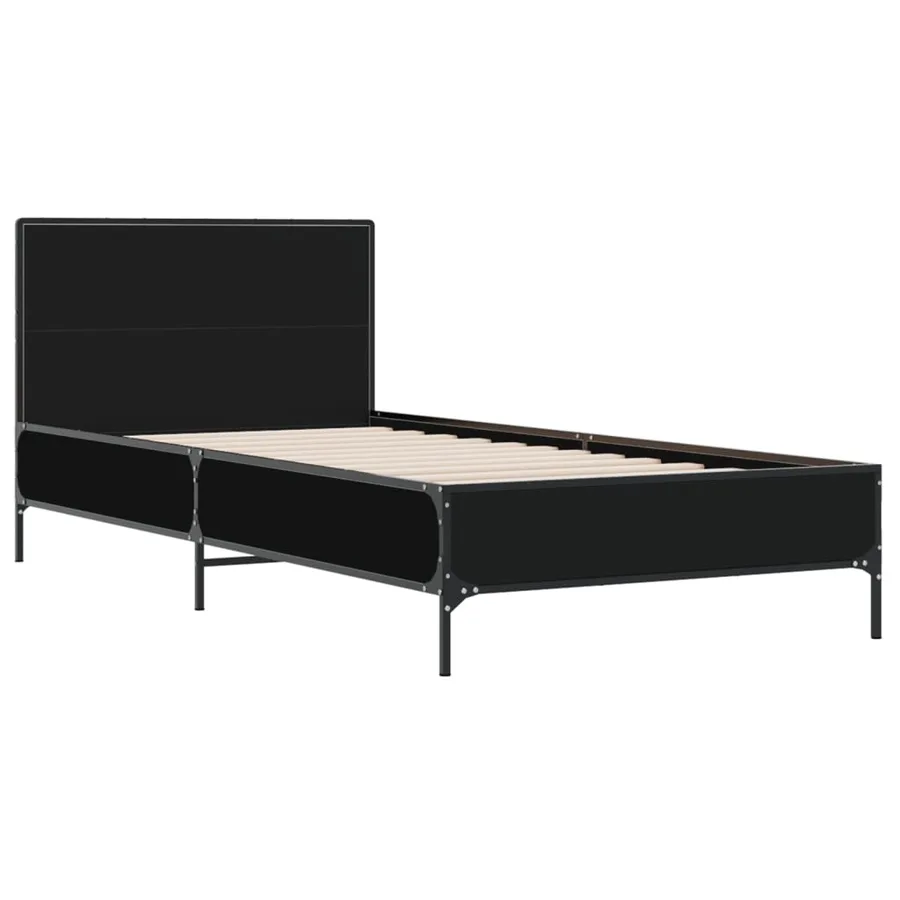 Cadre de lit sans matelas noir 75x190 cm - 3