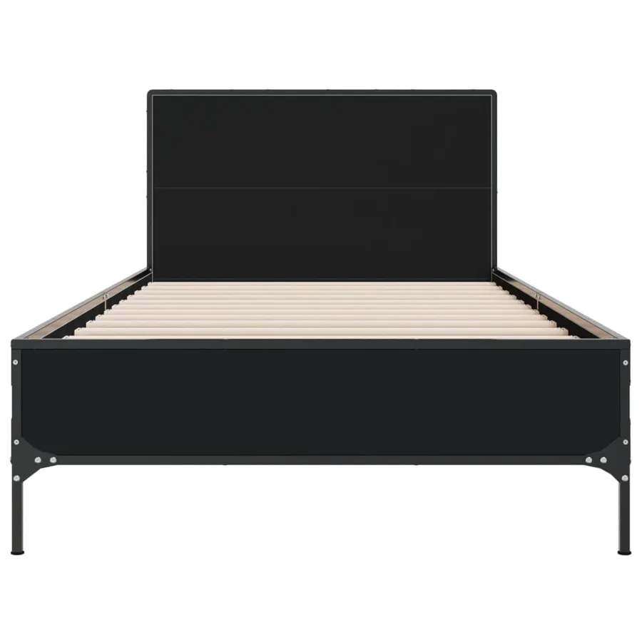 Cadre de lit sans matelas noir 75x190 cm - 4