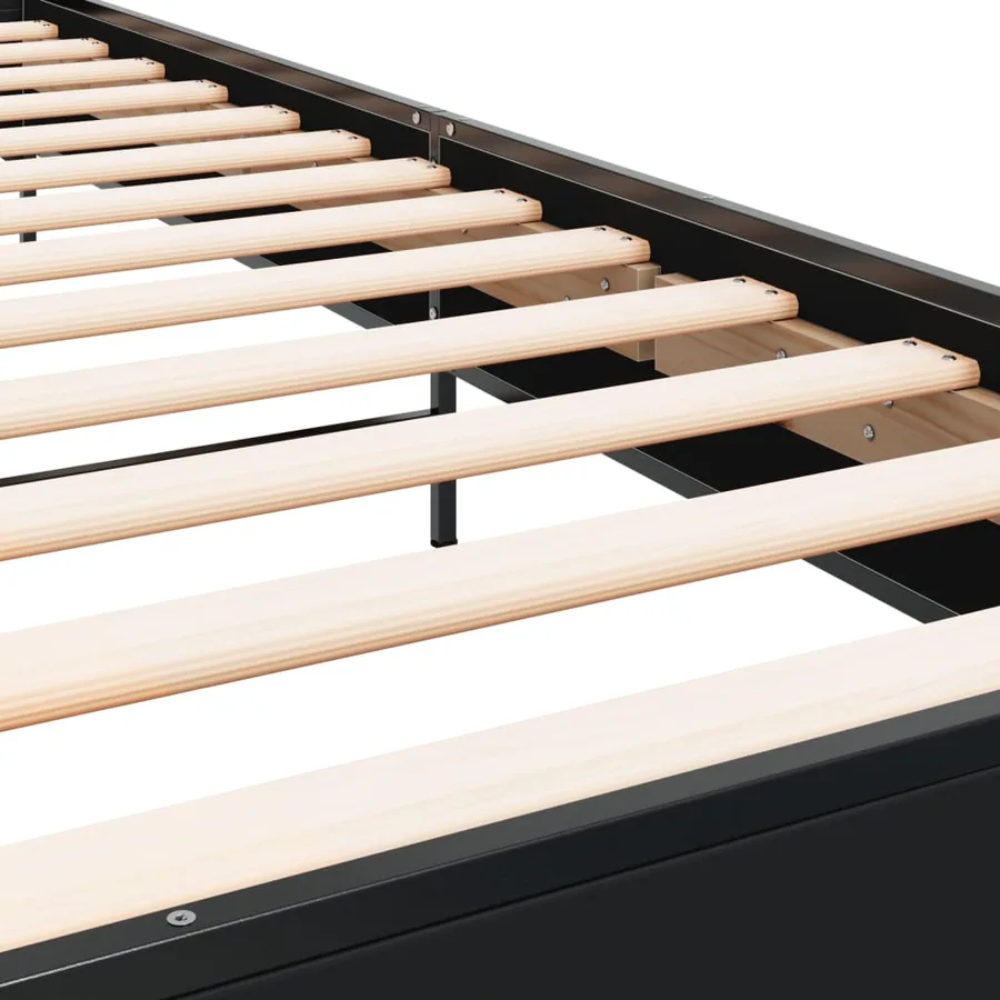 Cadre de lit sans matelas noir 75x190 cm - 7