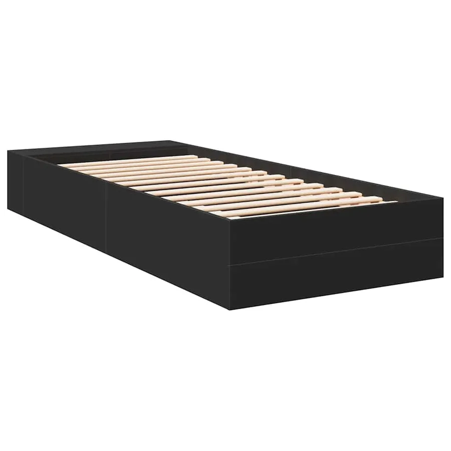 Cadre de lit sans matelas noir 90x190 cm - 6