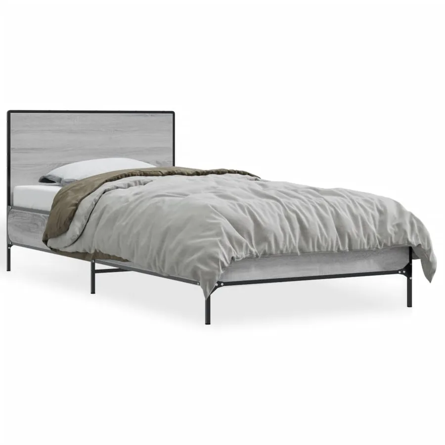 Cadre de lit sans matelas sonoma gris 75x190 cm - 2