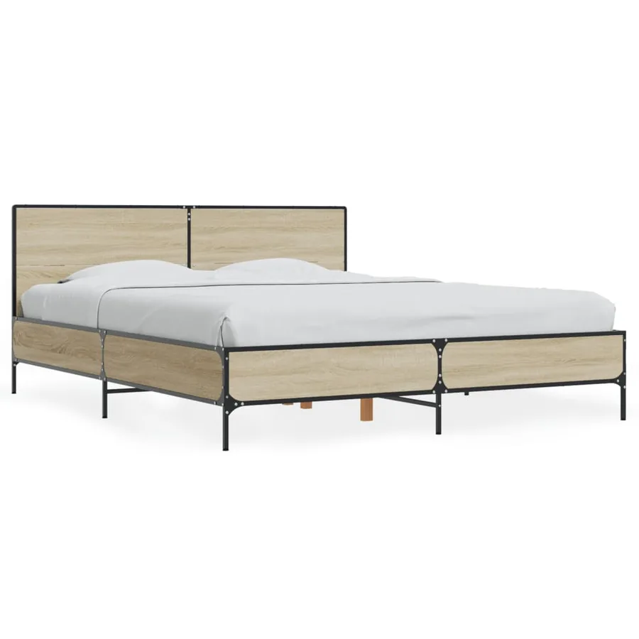 Cadre de lit sans matelas chêne sonoma 150x200 cm - 2