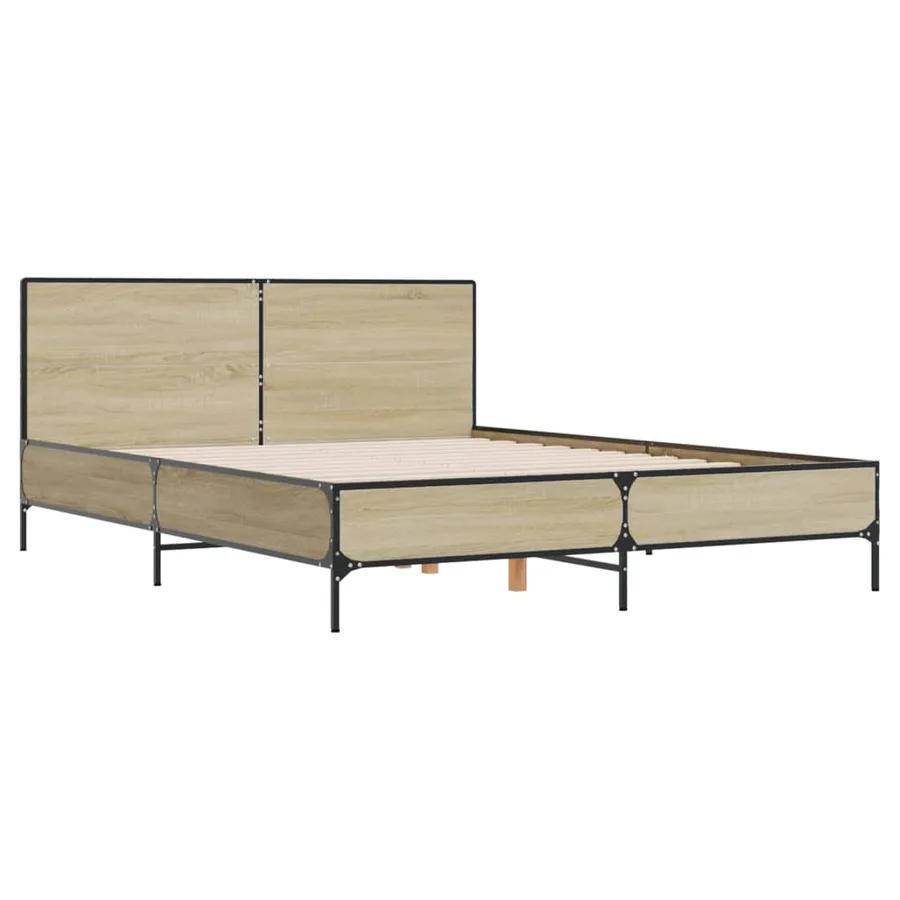 Cadre de lit sans matelas chêne sonoma 150x200 cm - 3