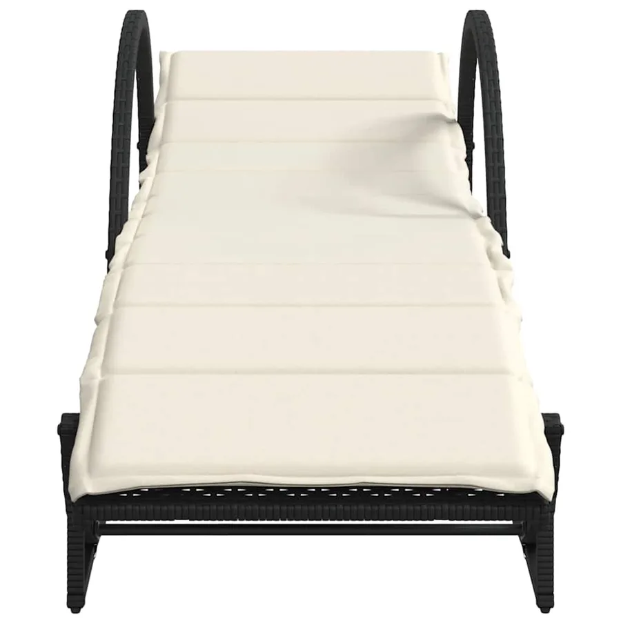 Chaises longues lot de 2 avec coussins noir résine tressée - 4