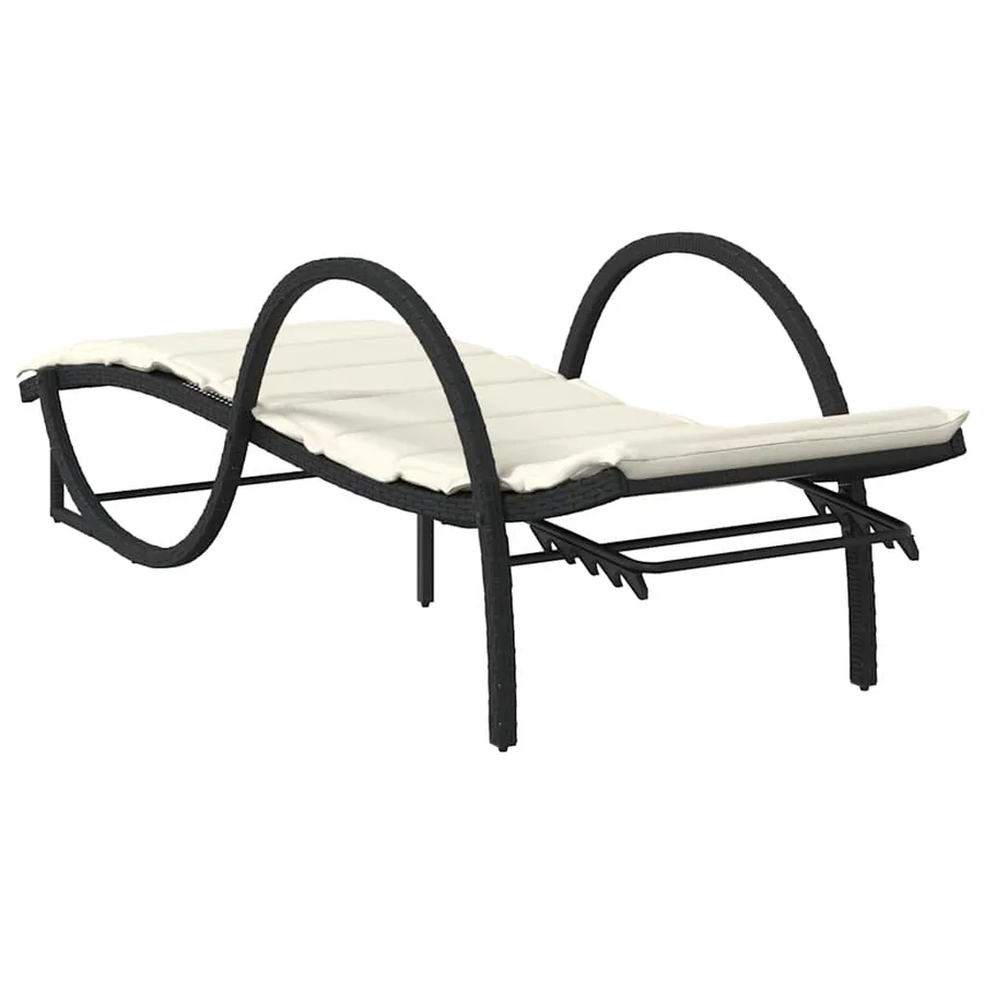 Chaises longues lot de 2 avec coussins noir résine tressée - 6