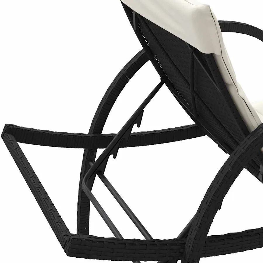 Chaises longues lot de 2 avec coussins noir résine tressée - 8