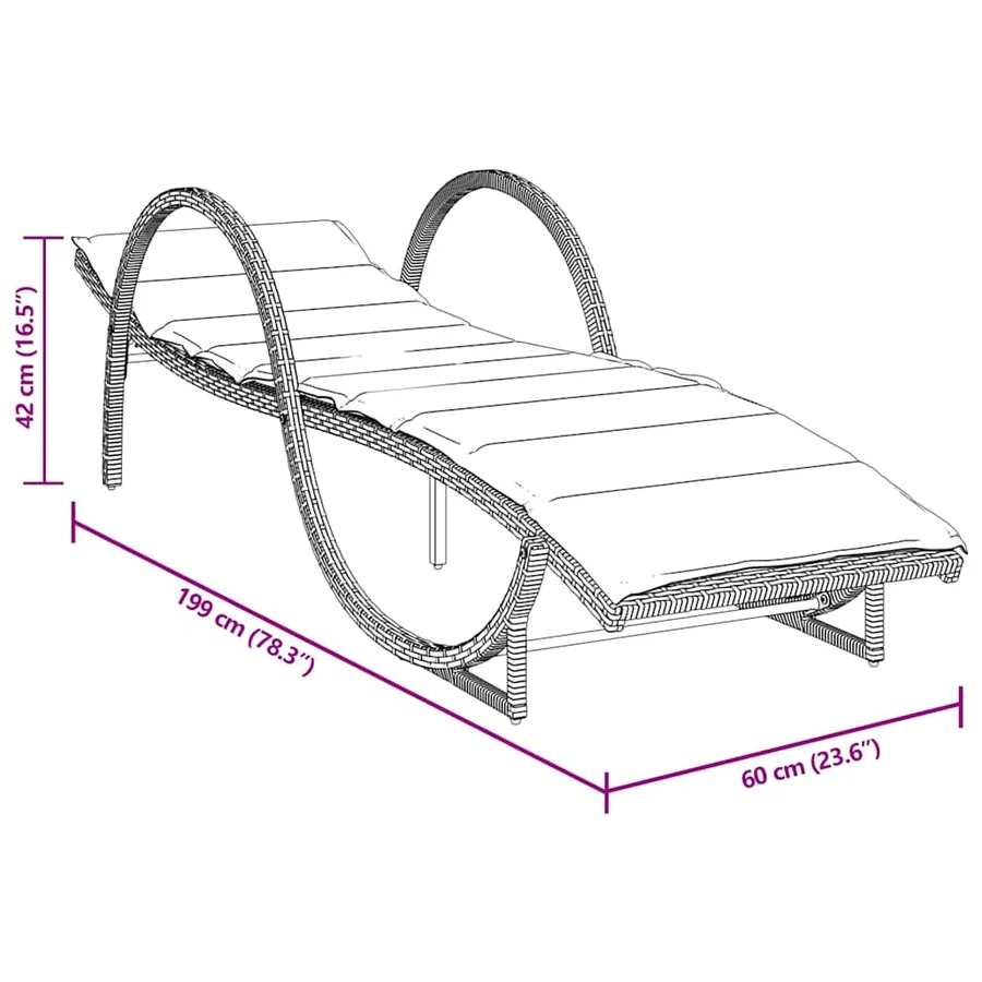 Chaises longues lot de 2 avec coussins noir résine tressée - 9