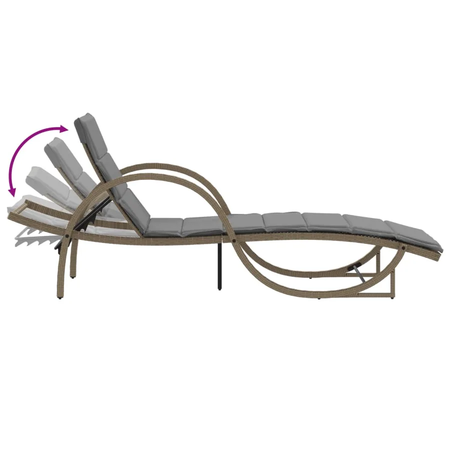 Chaises longues lot de 2 avec table beige résine tressée - 10