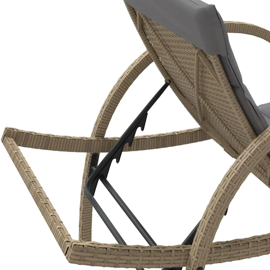 Chaises longues lot de 2 avec table beige résine tressée - 11