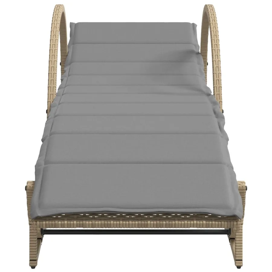 Chaises longues lot de 2 avec coussins beige résine tressée - 4
