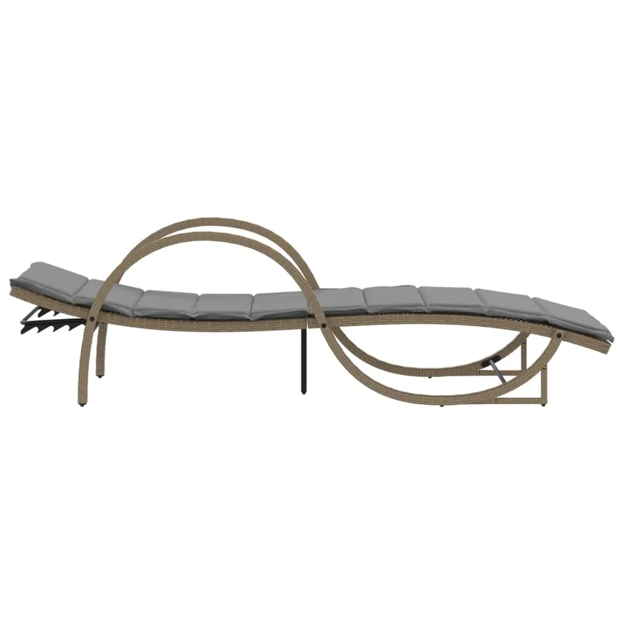 Chaises longues lot de 2 avec coussins beige résine tressée - 5