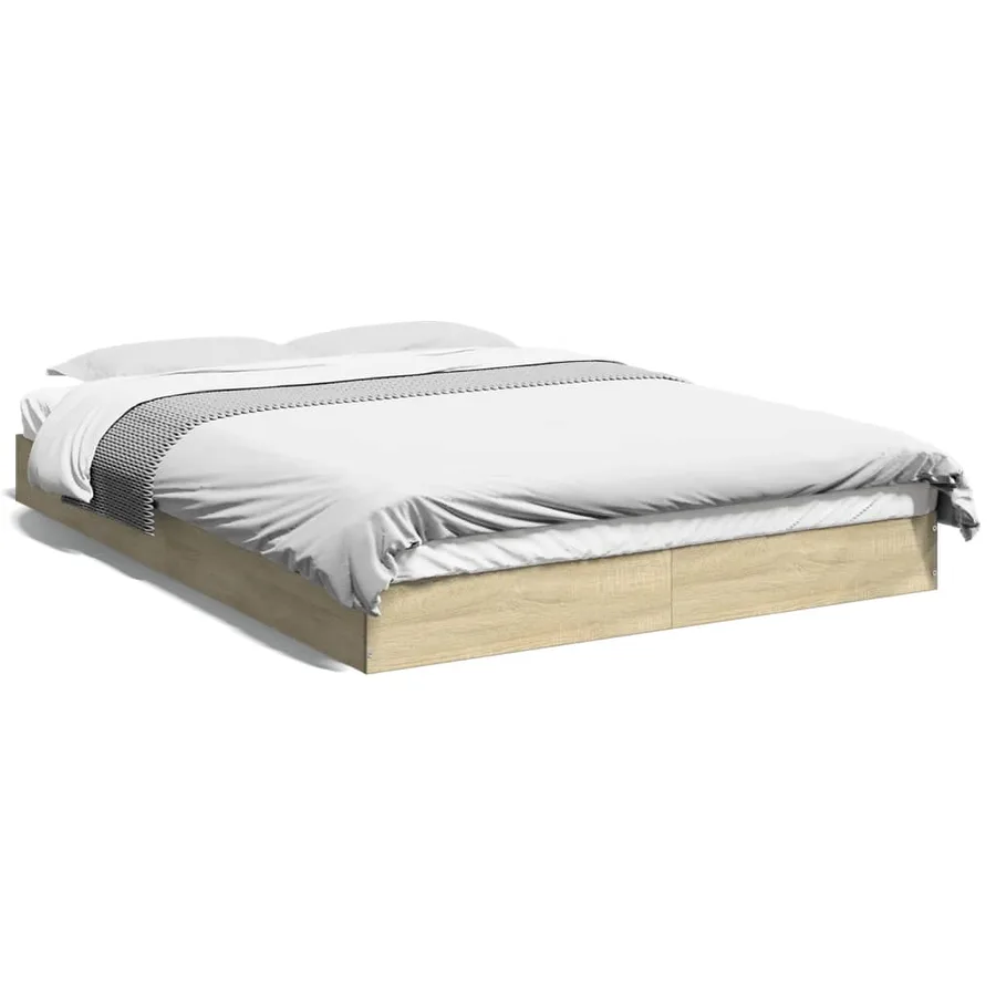 Cadre de lit sans matelas chêne sonoma 140x200 cm - 2