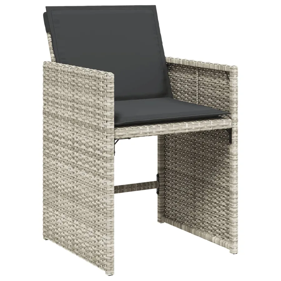 Ensemble à manger de jardin 11pcs avec coussins gris poly rotin - 3