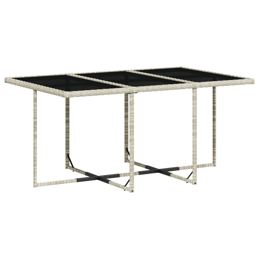 Ensemble à manger de jardin 11pcs avec coussins gris poly rotin - 4