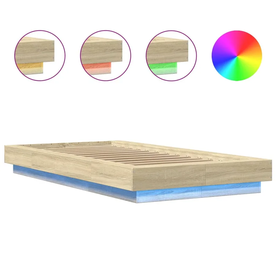 Cadre de lit avec lumières LED sans matelas 100x200 cm - 8