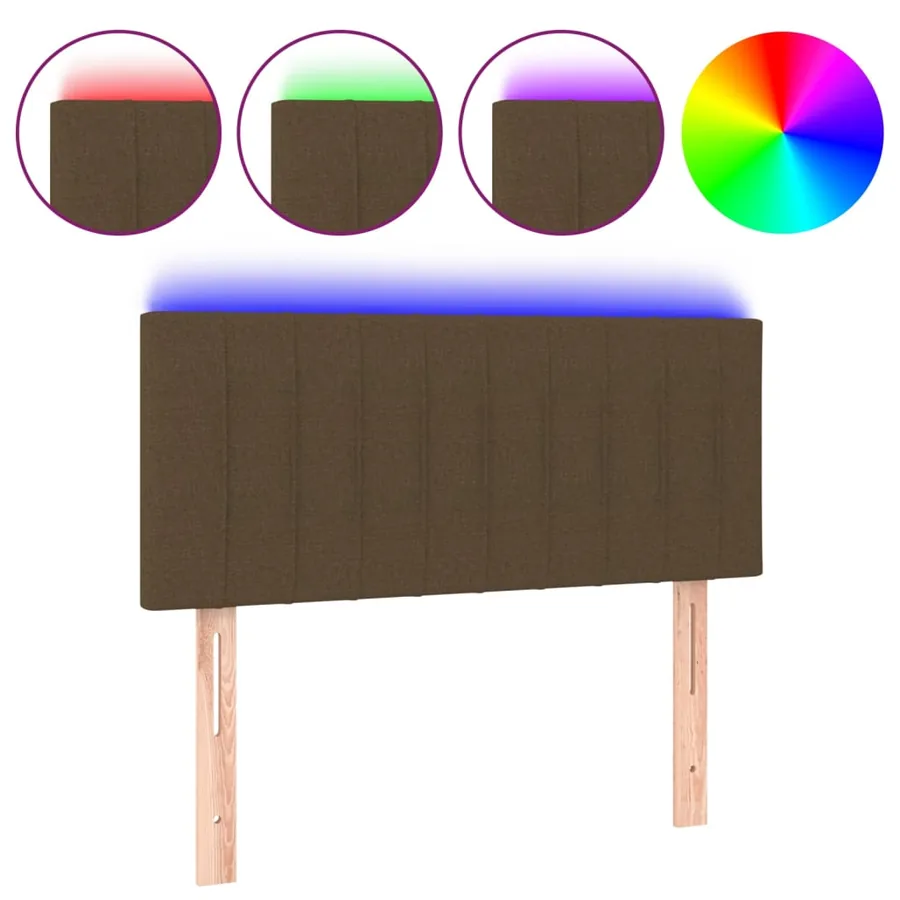 Tête de lit à LED Marron Foncé 80x5x78/88 cm Tissu - 2