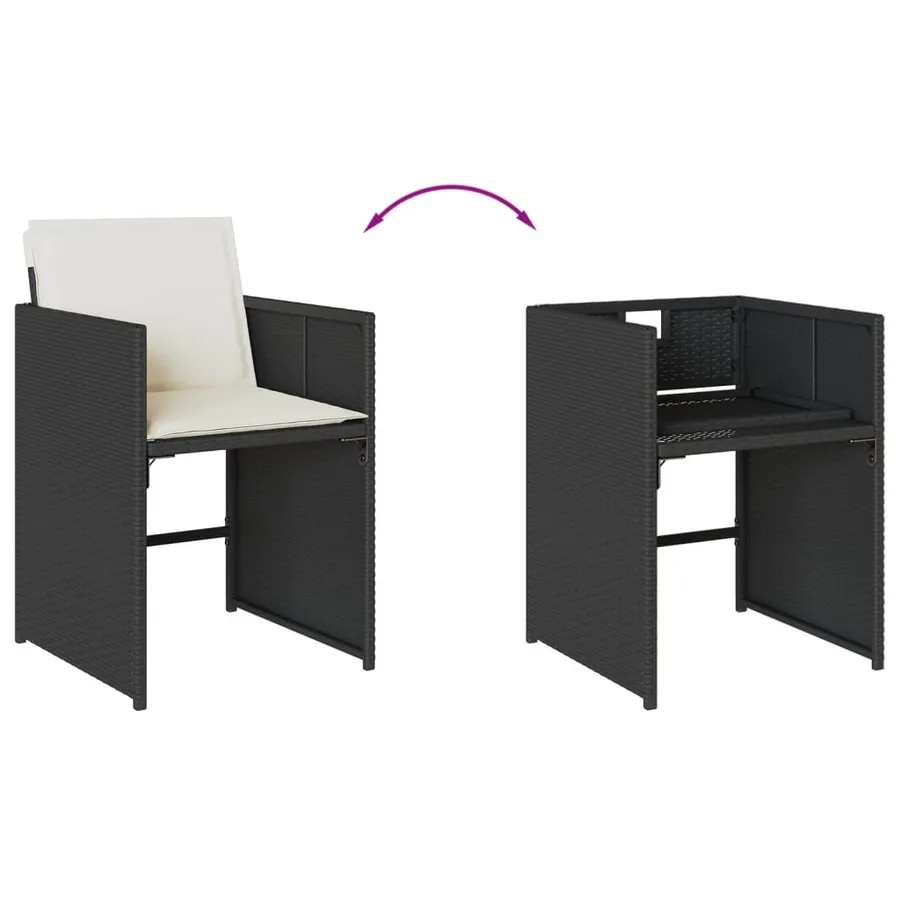 Ensemble à manger de jardin coussins 7pcs Noir Résine tressée - 6