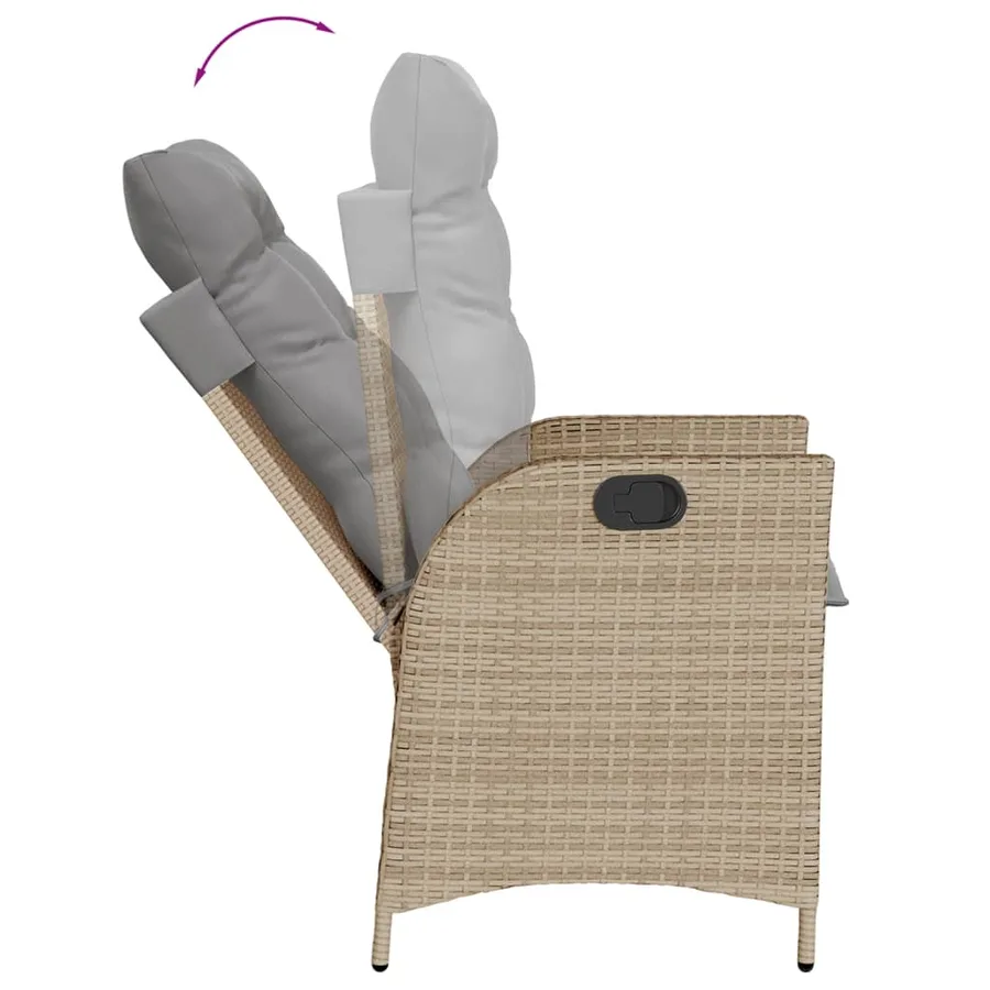 Ensemble à manger de jardin avec coussins 5pcs Beige poly rotin - 4