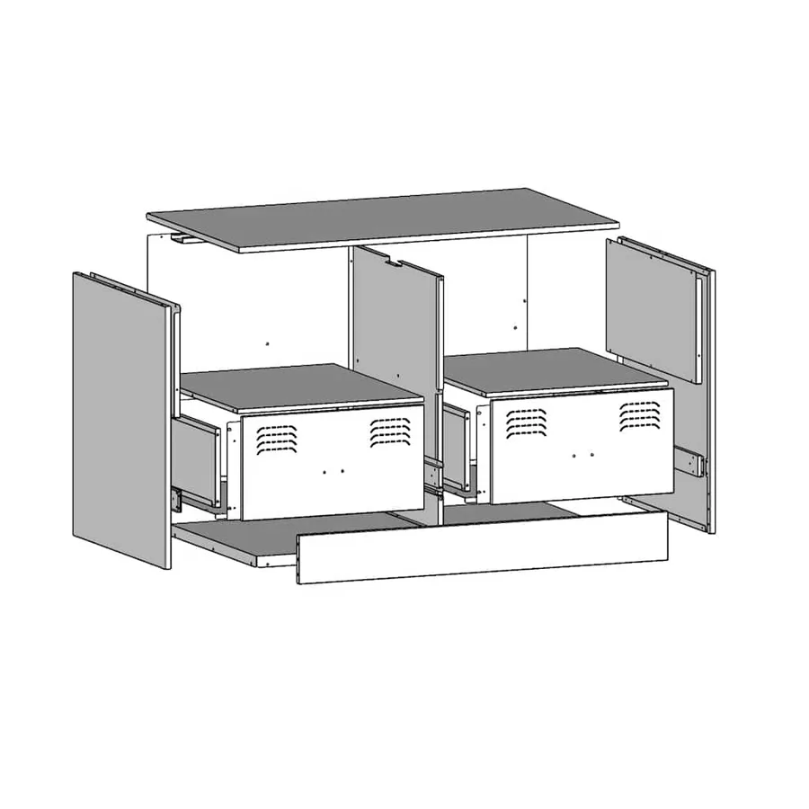 Meuble TV noir 67x39x44 cm acier - 14