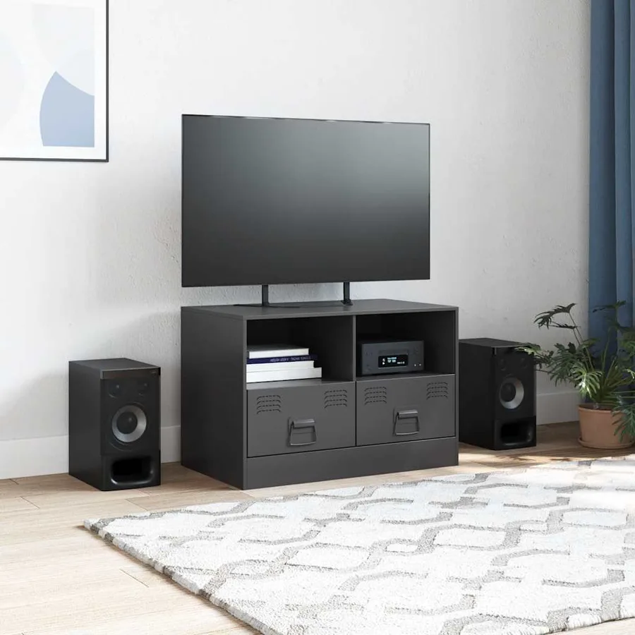 Meuble TV noir 67x39x44 cm acier - 3