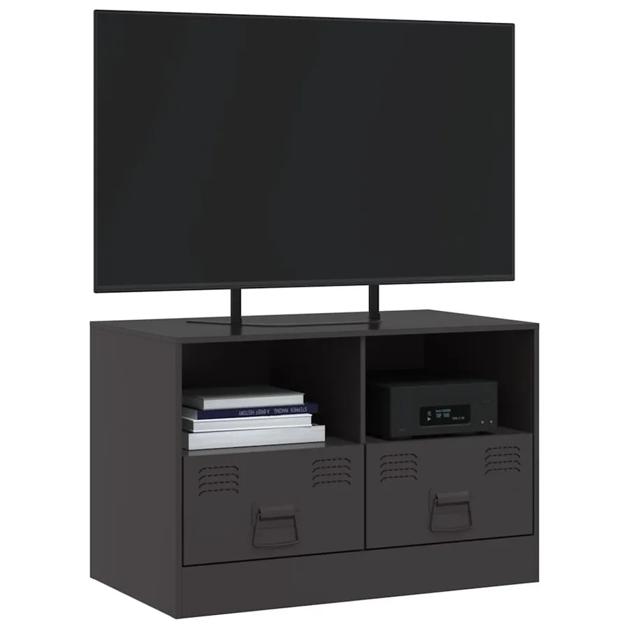 Meuble TV noir 67x39x44 cm acier - 4