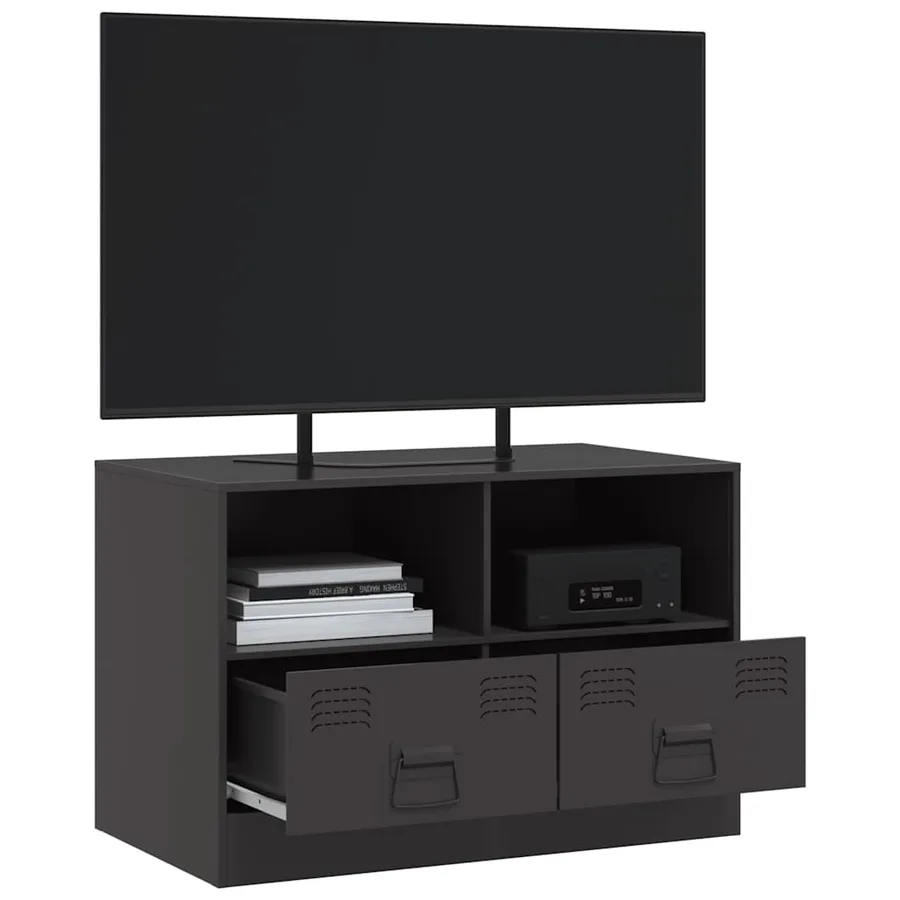 Meuble TV noir 67x39x44 cm acier - 5