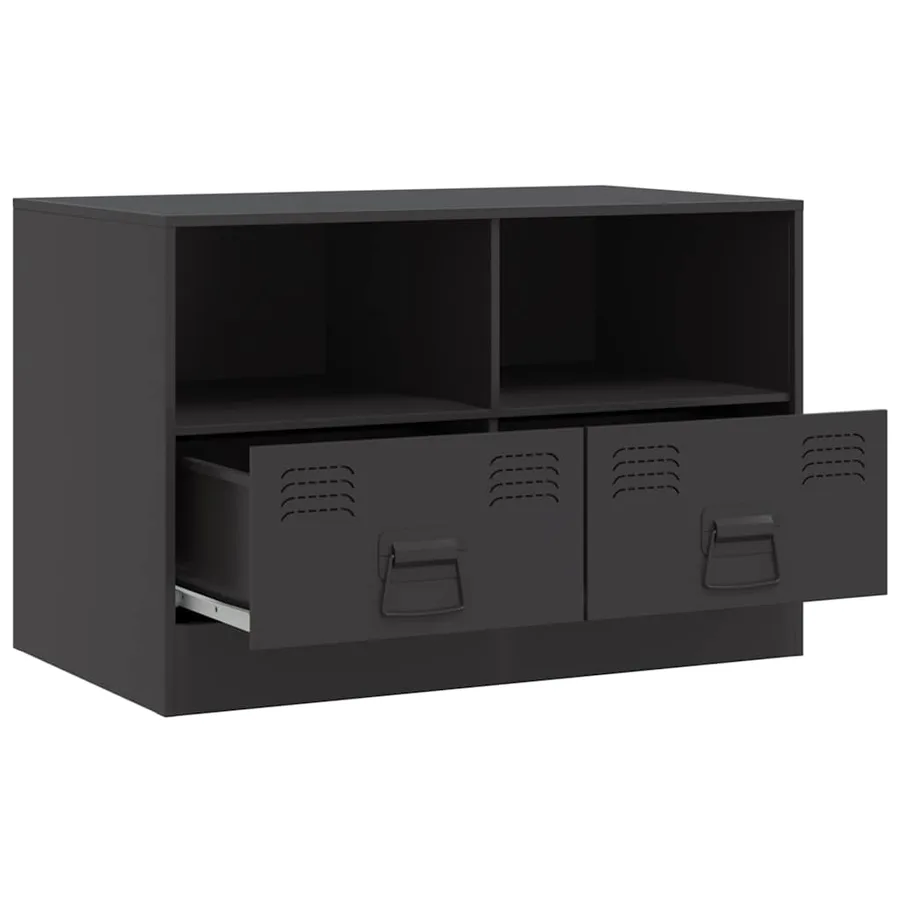 Meuble TV noir 67x39x44 cm acier - 7