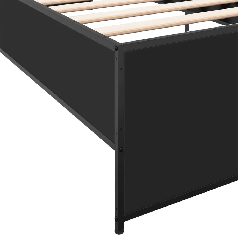 Cadre de lit sans matelas noir 75x190 cm - 7