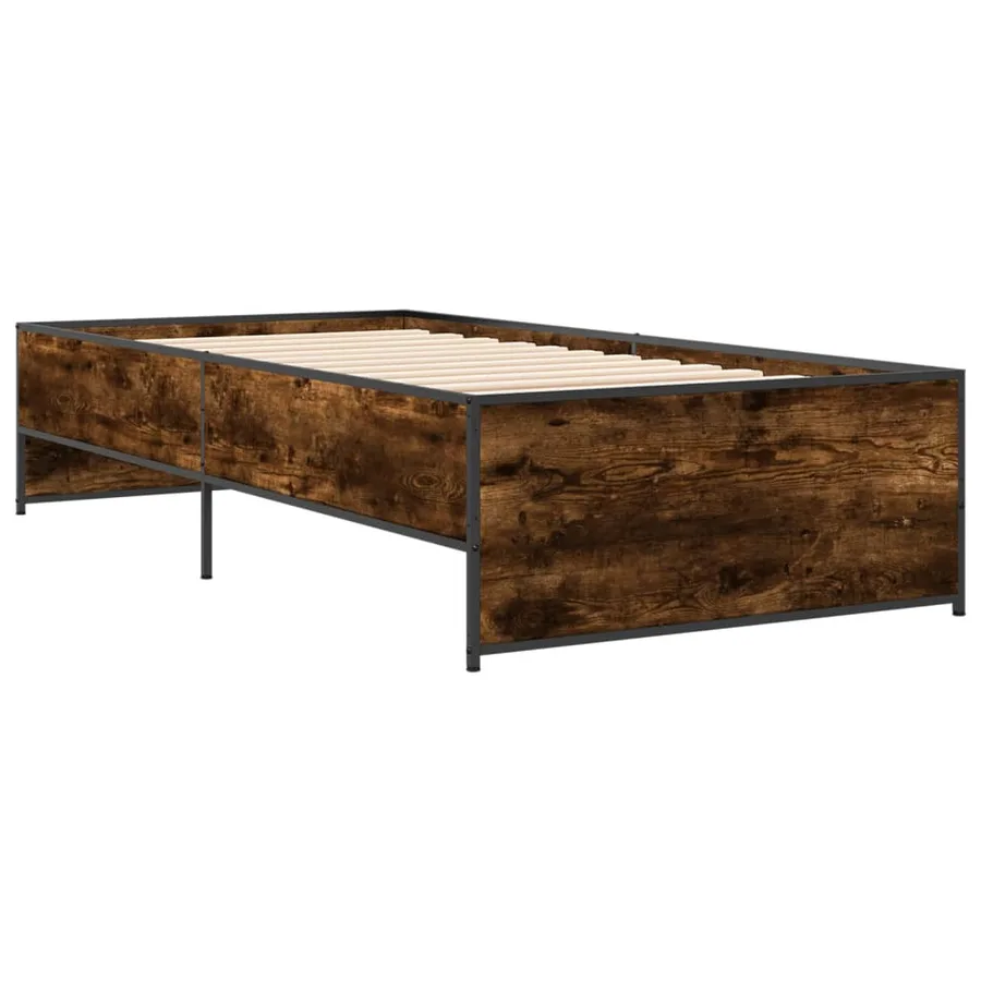 Cadre de lit sans matelas chêne fumé 75x190 cm - 6