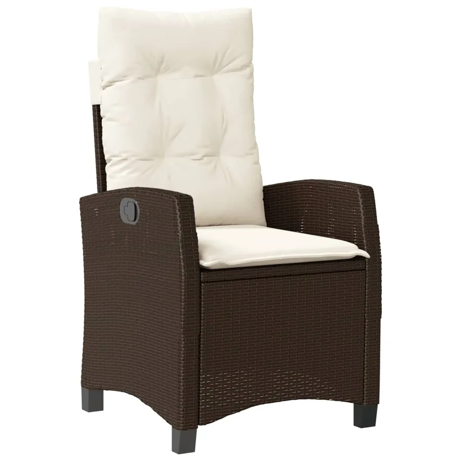Ensemble à manger de jardin 5 pcs et coussins marron poly rotin - 3