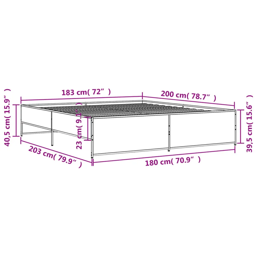 Cadre de lit sans matelas chêne sonoma 180x200 cm - 9