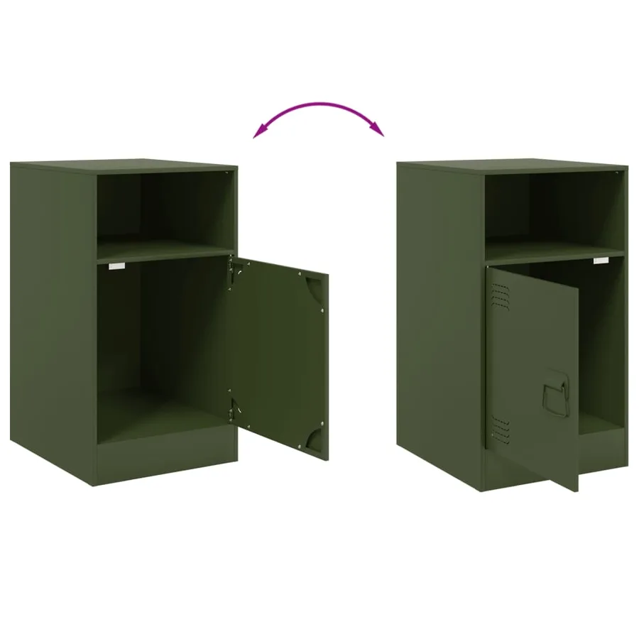 Tables de chevet 2 pcs vert olive 34,5x39x62 cm acier - 10