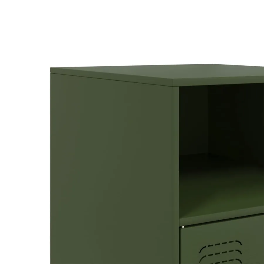 Tables de chevet 2 pcs vert olive 34,5x39x62 cm acier - 11
