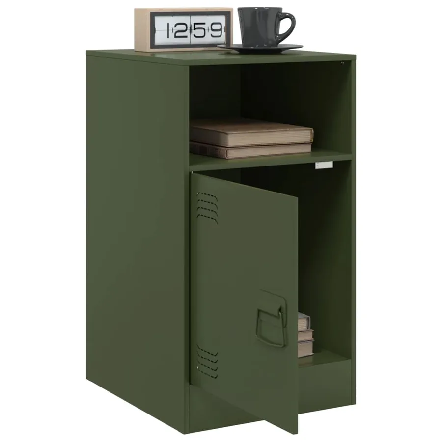 Tables de chevet 2 pcs vert olive 34,5x39x62 cm acier - 4