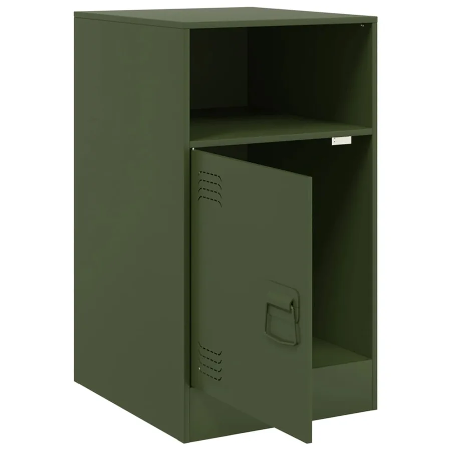 Tables de chevet 2 pcs vert olive 34,5x39x62 cm acier - 6